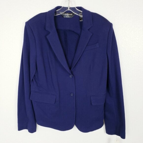 NWT Norma Kamali Navy Blue Jacket Blazer Stretch Knit size XL Office Career - Picture 2 of 12